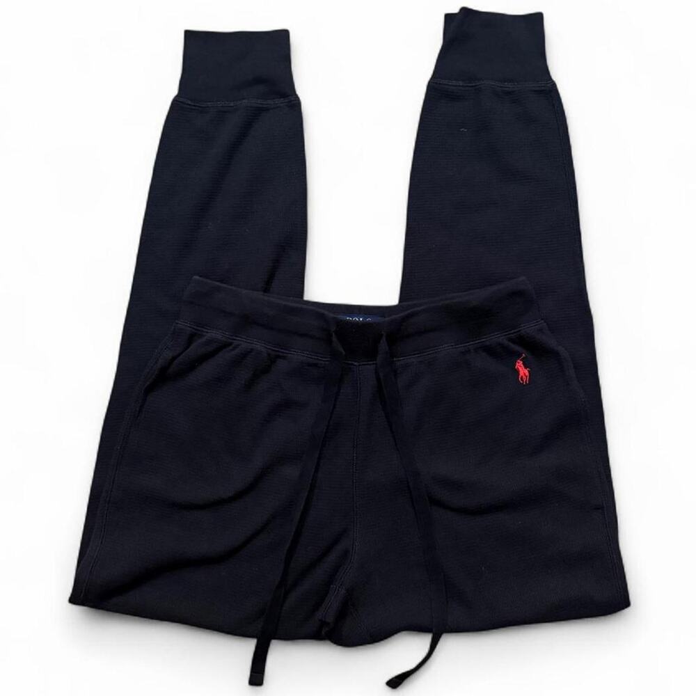 POLO RALPH LAUREN Black Waffle Knit Jogger Pants